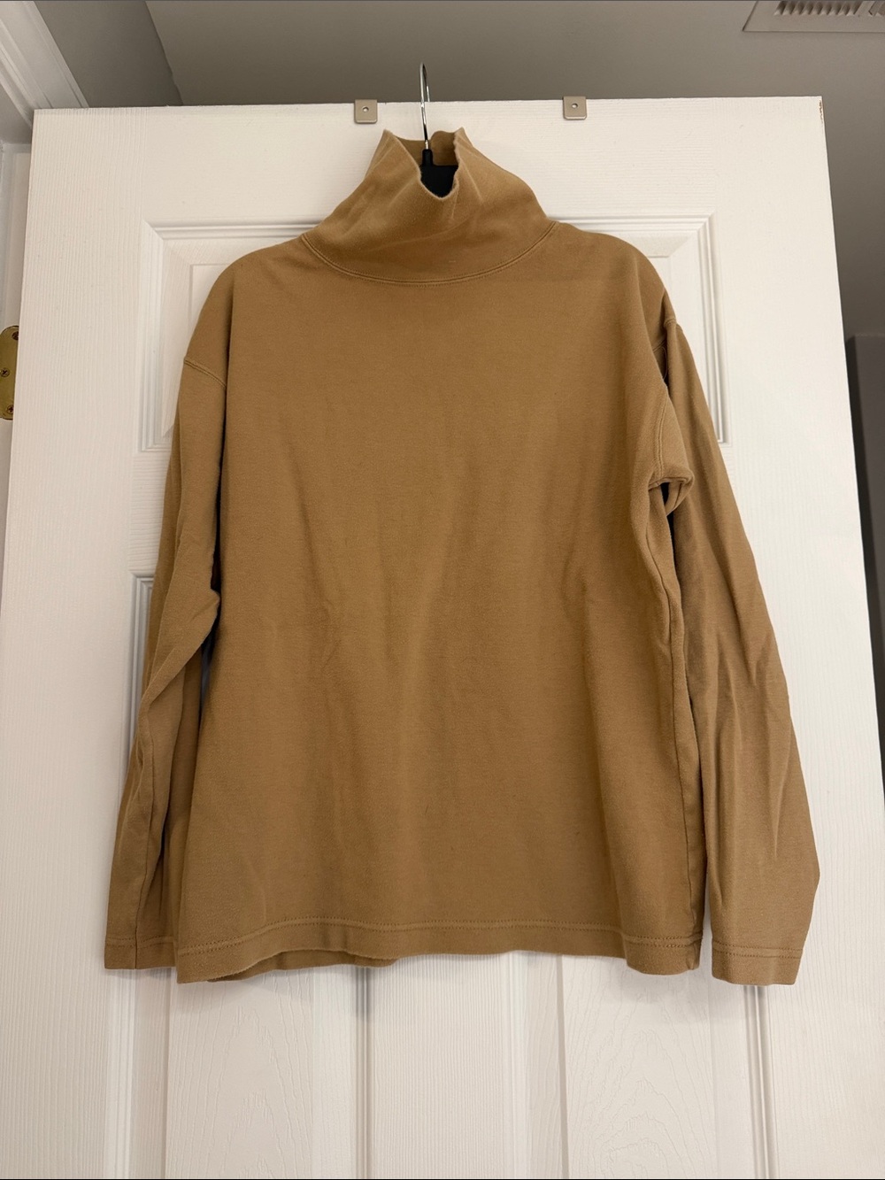Vintage 100% Cotton Turtleneck Sweater in Tan - Classic Casual Layer